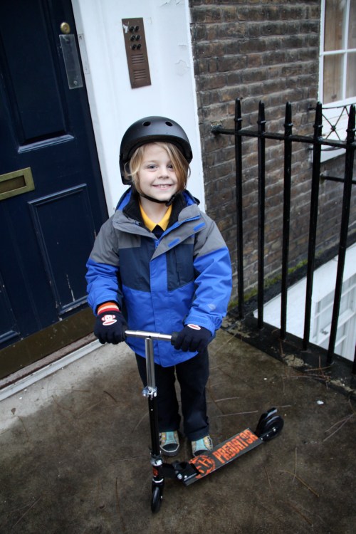 Eli's first day of school in England.